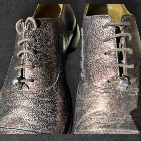 RARE Donald J Pliner Signature Autographed Leather Oxfords – Metallic Brown main image 7